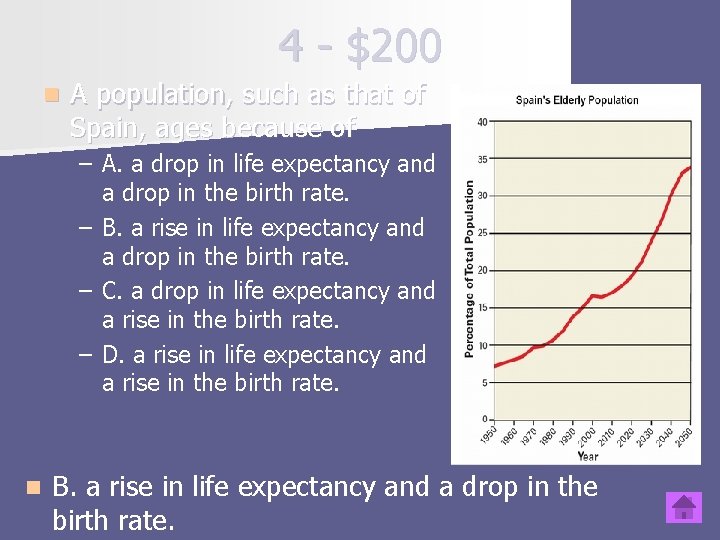 4 - $200 n A population, such as that of Spain, ages because of