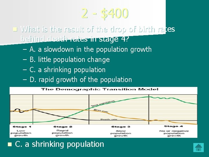 2 - $400 n What is the result of the drop of birth rates