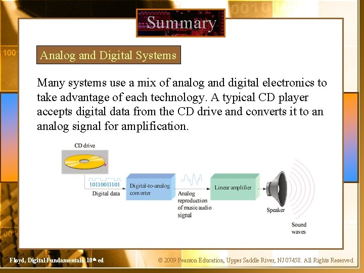 Summary Analog and Digital Systems Many systems use a mix of analog and digital