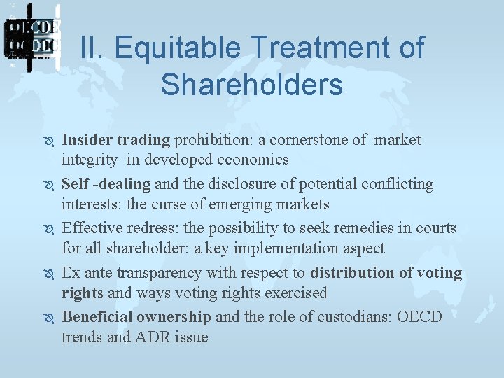 II. Equitable Treatment of Shareholders Insider trading prohibition: a cornerstone of market integrity in