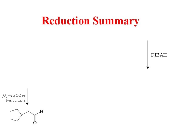 Reduction Summary DIBAH [O] w/ PCC or Periodinane 