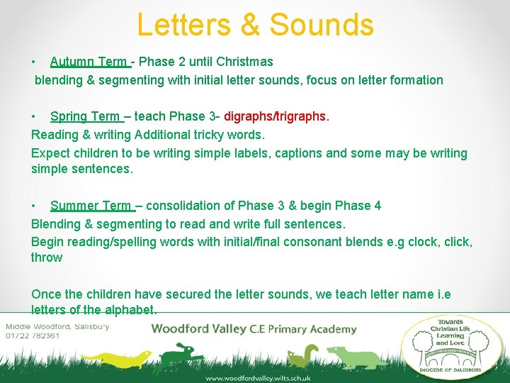 Letters & Sounds • Autumn Term - Phase 2 until Christmas blending & segmenting