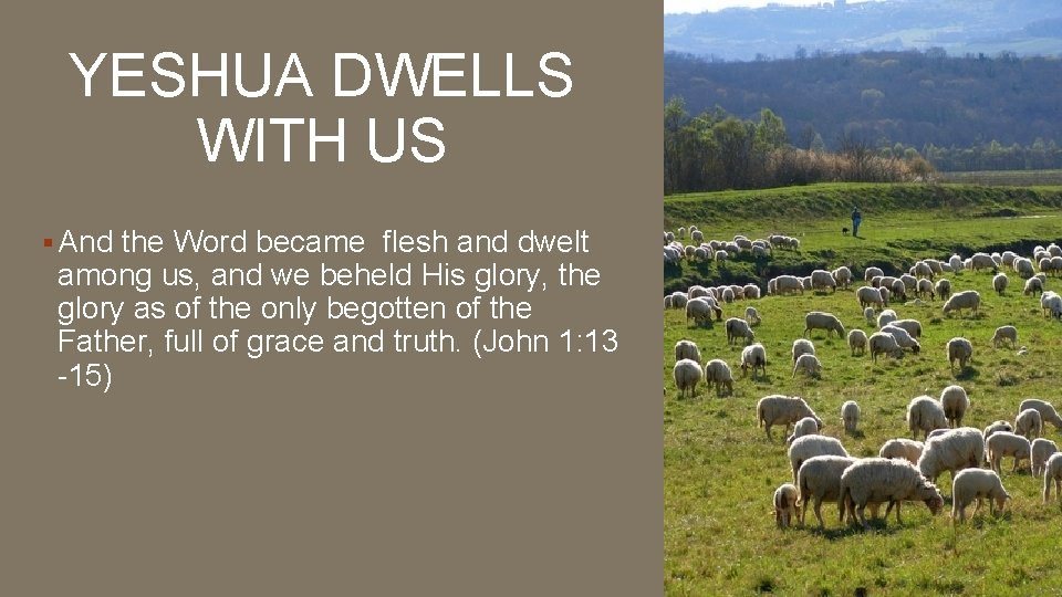 YESHUA DWELLS WITH US § And the Word became flesh and dwelt among us,