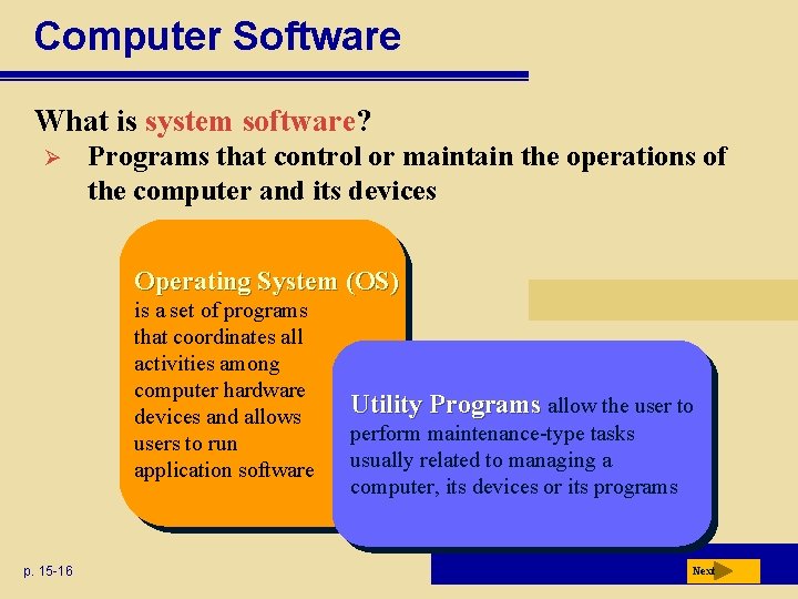 Computer Software What is system software? Ø Programs that control or maintain the operations