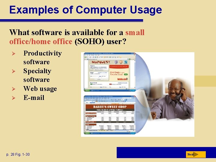 Examples of Computer Usage What software is available for a small office/home office (SOHO)