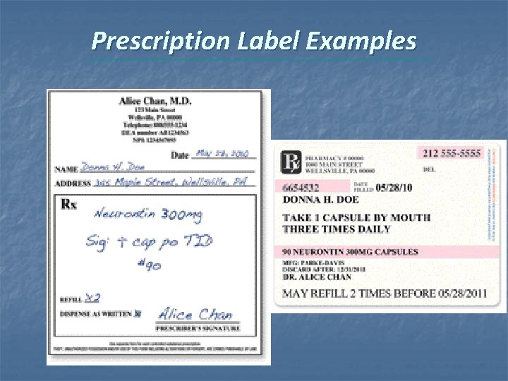 Prescription Label Examples 