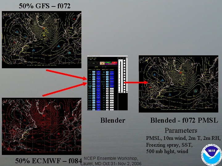 50% GFS – f 072 Blender Blended - f 072 PMSL Parameters PMSL, 10