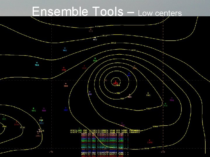 Ensemble Tools – Low centers NCEP Ensemble Workshop, Laurel, MD Oct 31 - Nov