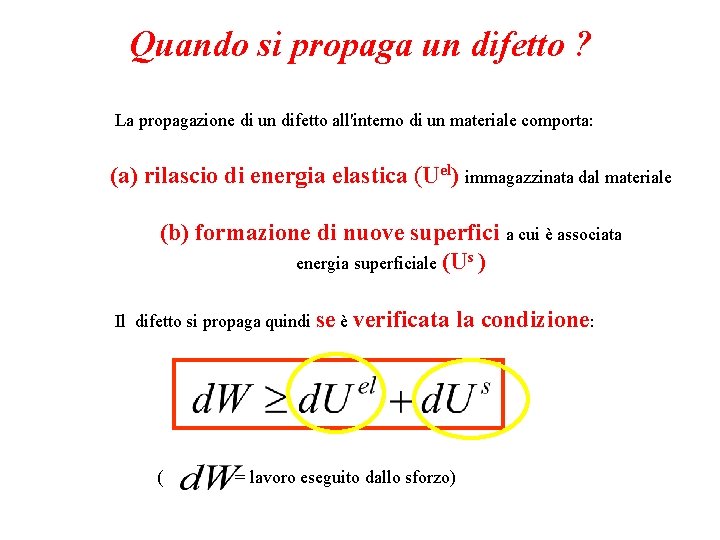 Quando si propaga un difetto ? La propagazione di un difetto all'interno di un