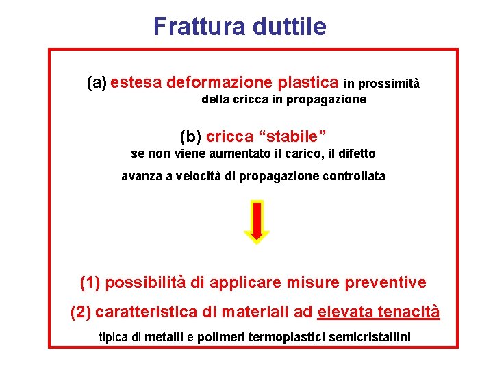 Frattura duttile (a) estesa deformazione plastica in prossimità della cricca in propagazione (b) cricca