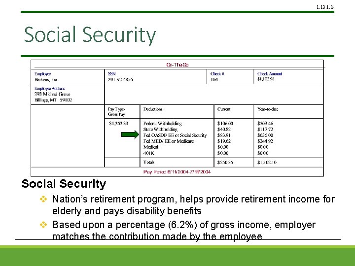 1. 13. 1. G Social Security v Nation’s retirement program, helps provide retirement income