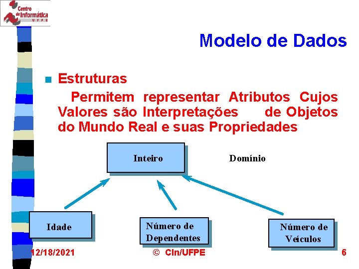 Modelo de Dados n Estruturas Permitem representar Atributos Cujos Valores são Interpretações de Objetos