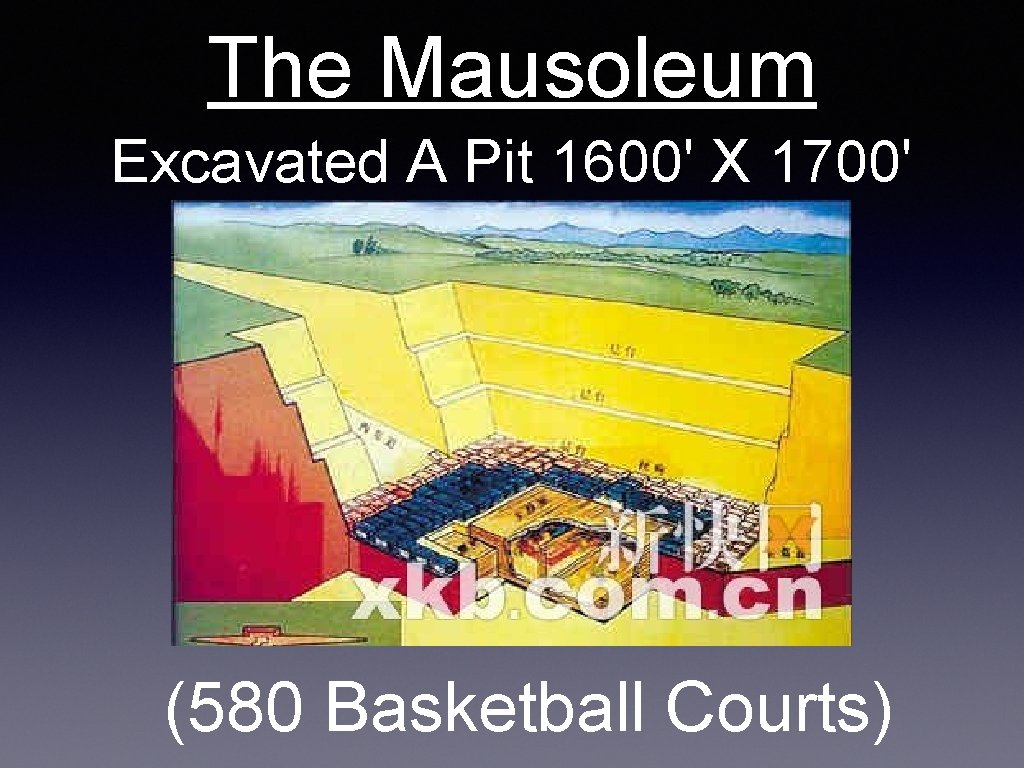 The Mausoleum Excavated A Pit 1600' X 1700' (580 Basketball Courts) 