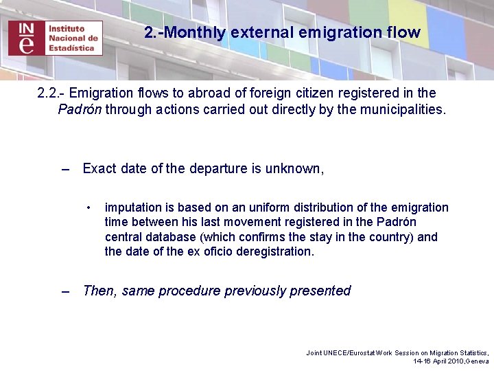 2. -Monthly external emigration flow 2. 2. - Emigration flows to abroad of foreign