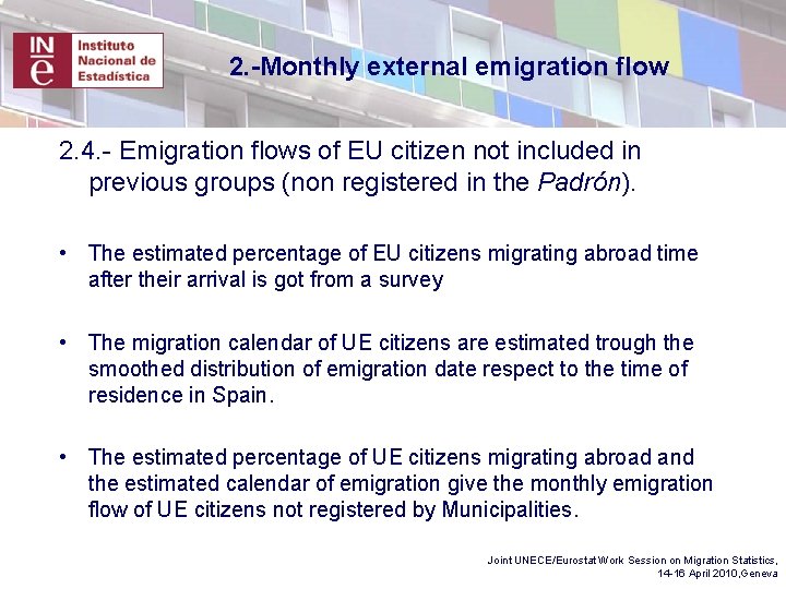 2. -Monthly external emigration flow 2. 4. - Emigration flows of EU citizen not