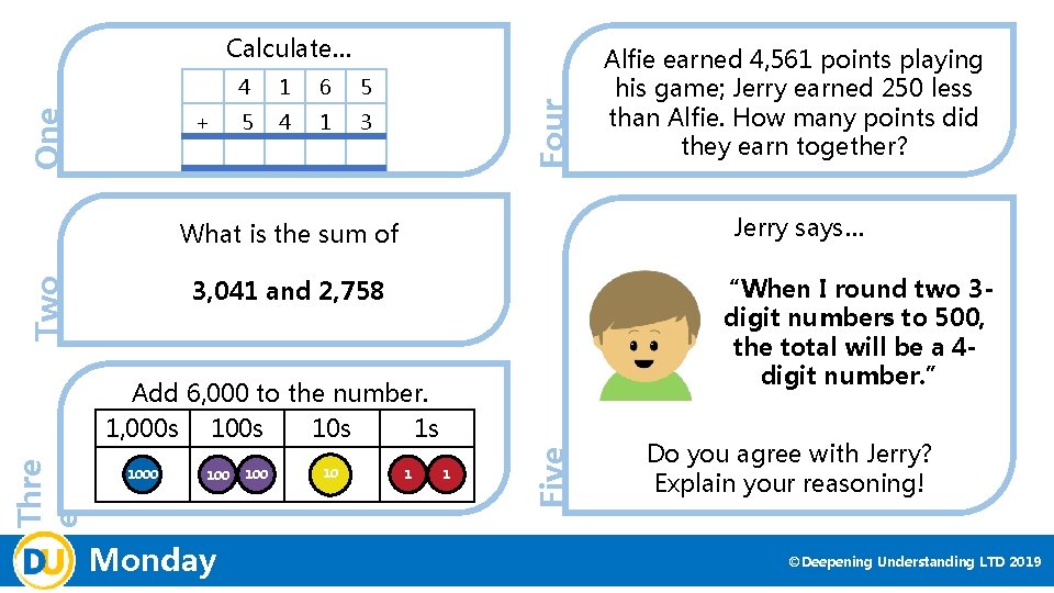 + 4 1 6 5 5 4 1 3 Four One Calculate… Jerry says…