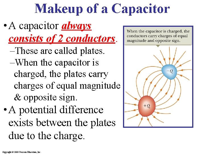 Makeup of a Capacitor • A capacitor always consists of 2 conductors. –These are