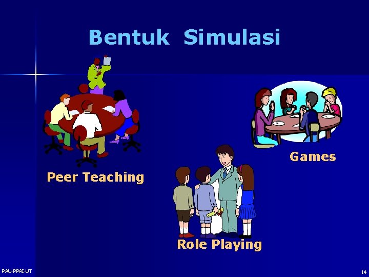 Bentuk Simulasi Games Peer Teaching Role Playing PAU-PPAI-UT 14 