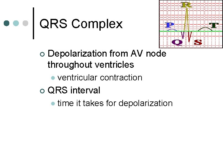QRS Complex ¢ Depolarization from AV node throughout ventricles l ¢ ventricular contraction QRS