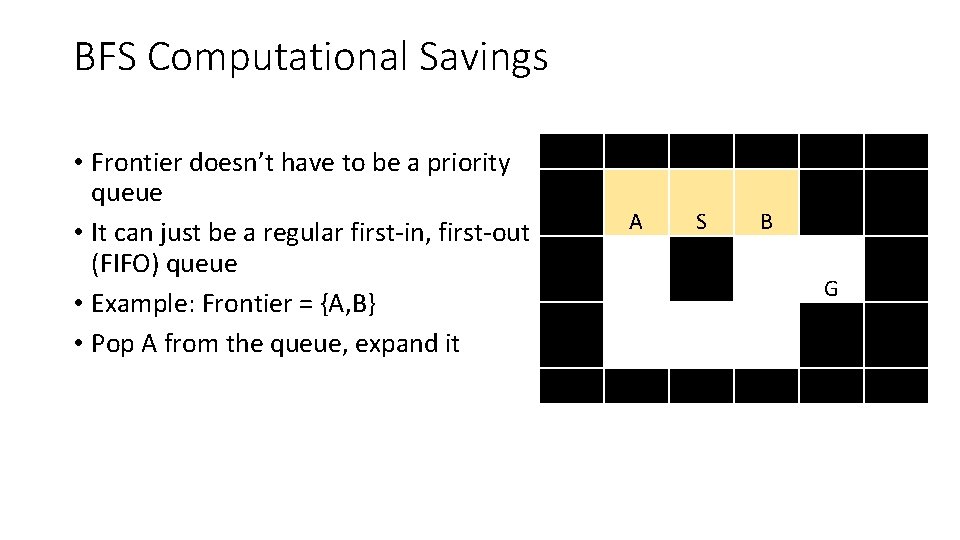BFS Computational Savings • Frontier doesn’t have to be a priority queue • It