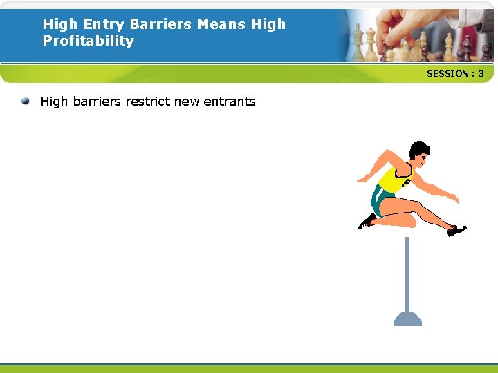 High Entry Barriers Means High Profitability SESSION : 3 High barriers restrict new entrants