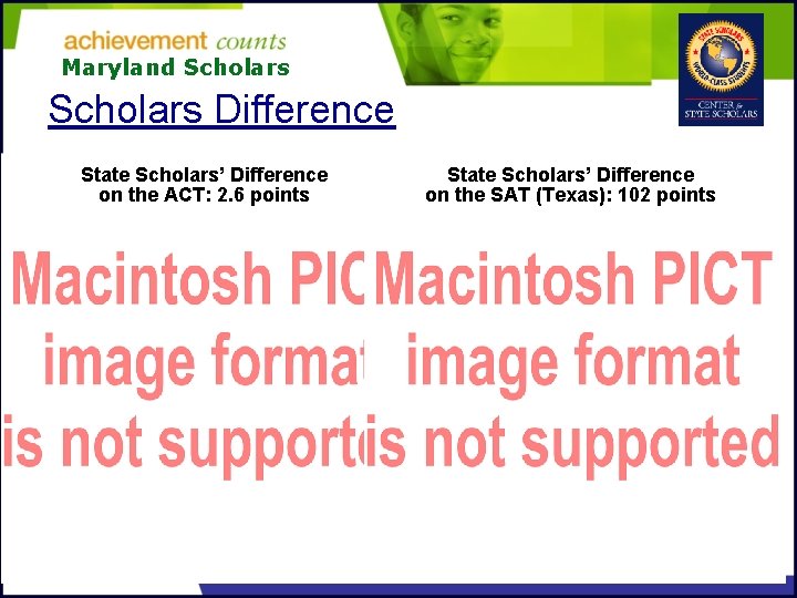 Maryland Scholars Difference State Scholars’ Difference on the ACT: 2. 6 points ã Copyright