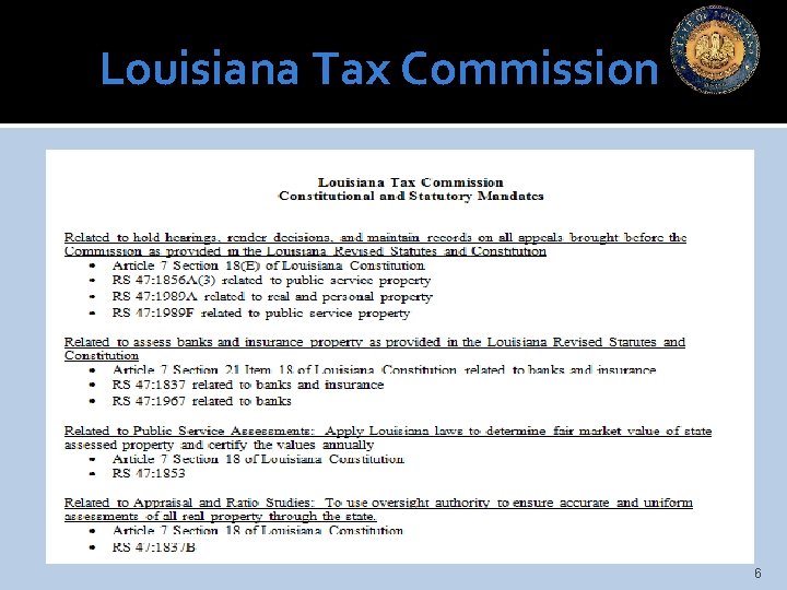 Louisiana Tax Commission 6 
