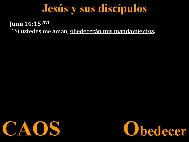 Jesús y sus discípulos Juan 14: 15 NVI 15 Si ustedes me aman, obedecerán