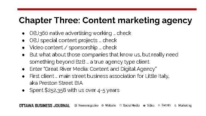 Chapter Three: Content marketing agency OBJ 360 native advertising working … check OBJ special