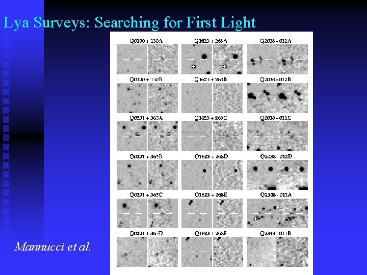 Lya Surveys: Searching for First Light Mannucci et al. 