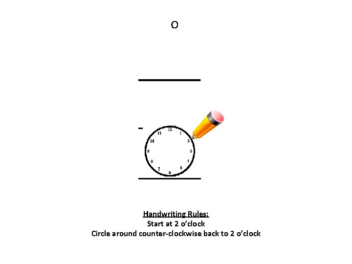 o Handwriting Rules: Start at 2 o’clock Circle around counter-clockwise back to 2 o’clock
