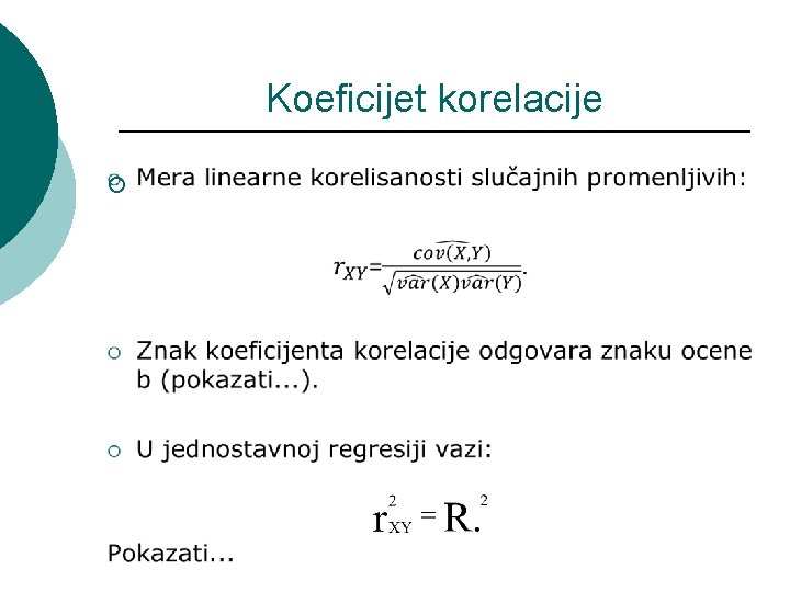 Koeficijet korelacije ¡ 