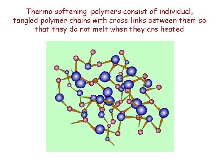 Thermo softening polymers consist of individual, tangled polymer chains with cross-links between them so