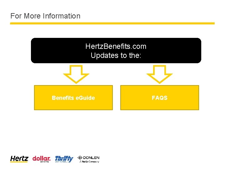 For More Information Hertz. Benefits. com Updates to the: Benefits e. Guide FAQS 