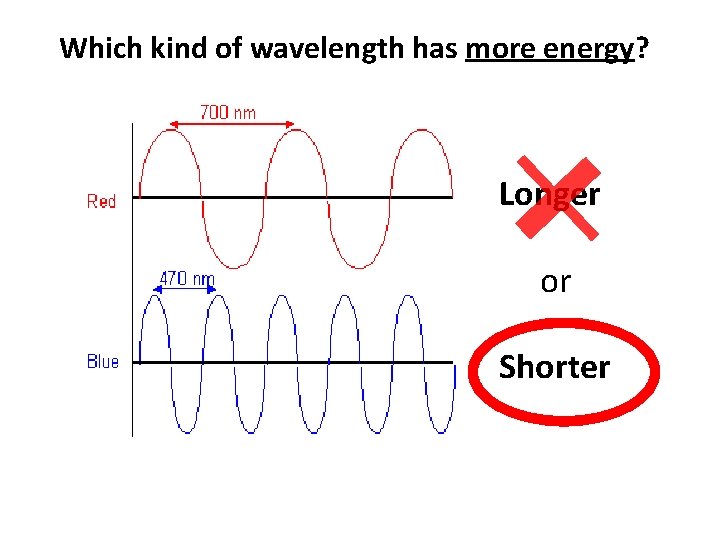 Which kind of wavelength has more energy? Longer or Shorter 