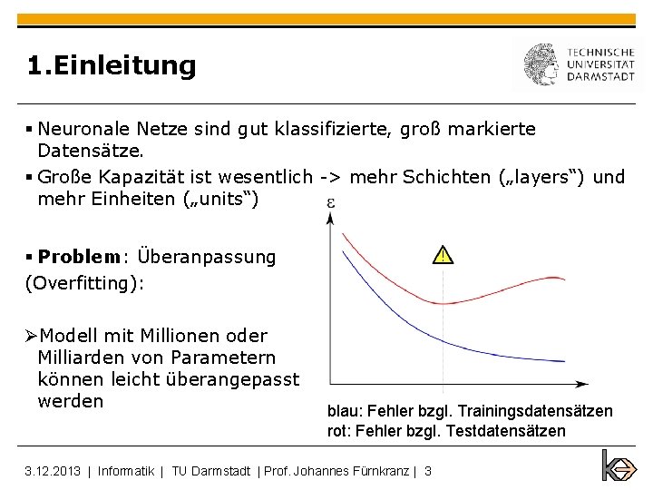 1. Einleitung § Neuronale Netze sind gut klassifizierte, groß markierte Datensätze. § Große Kapazität