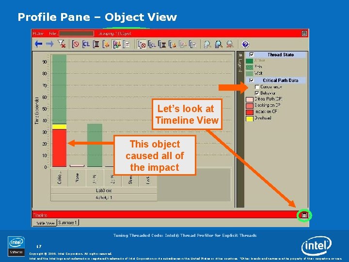 Profile Pane – Object View Let’s look at Timeline View This object caused all