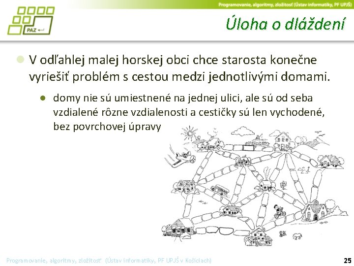 Úloha o dláždení ● V odľahlej malej horskej obci chce starosta konečne vyriešiť problém