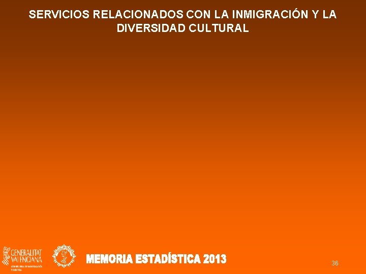 SERVICIOS RELACIONADOS CON LA INMIGRACIÓN Y LA DIVERSIDAD CULTURAL 36 