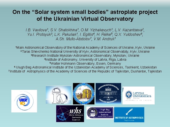 On the “Solar system small bodies” astroplate project of the Ukrainian Virtual Observatory I.