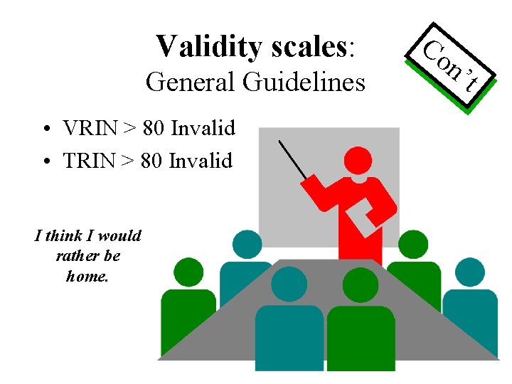 Validity scales: General Guidelines • VRIN > 80 Invalid • TRIN > 80 Invalid