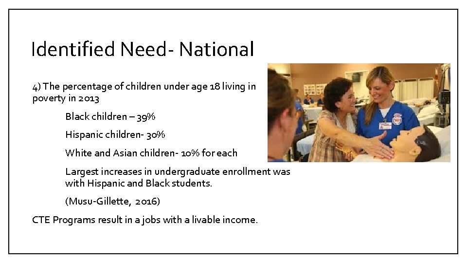 Identified Need- National 4) The percentage of children under age 18 living in poverty