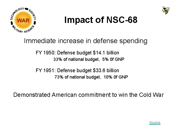 Impact of NSC-68 Immediate increase in defense spending FY 1950: Defense budget $14. 1 Impact of NSC-68 Immediate increase in defense spending FY 1950: Defense budget $14. 1