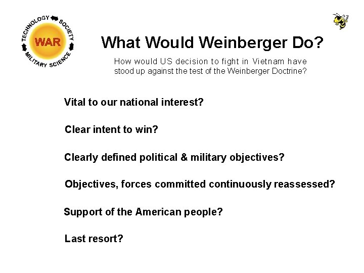 What Would Weinberger Do? How would US decision to fight in Vietnam have stood What Would Weinberger Do? How would US decision to fight in Vietnam have stood
