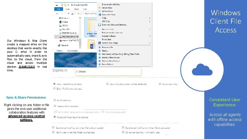 Windows Client File Access Our Windows & Mac Client create a mapped drive on