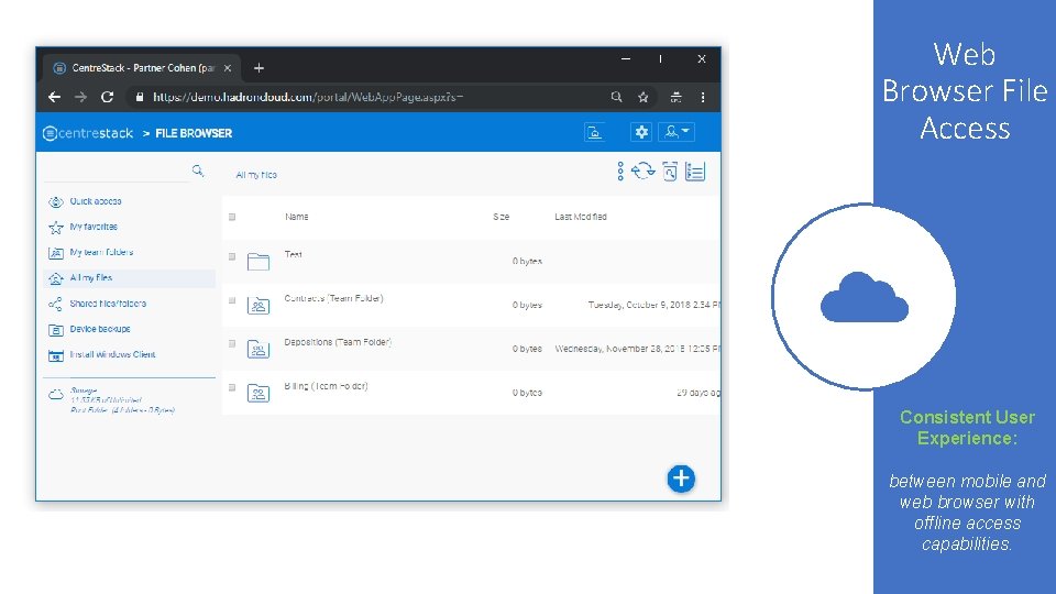 Web Browser File Access Consistent User Experience: between mobile and web browser with offline