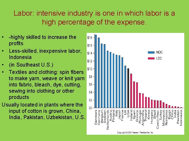 Labor: intensive industry is one in which labor is a high percentage of the