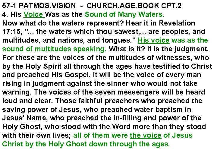 57 -1 PATMOS. VISION - CHURCH. AGE. BOOK CPT. 2 4. His Voice Was
