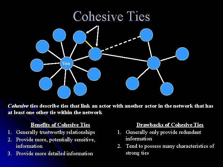 Cohesive Ties You Cohesive ties describe ties that link an actor with another actor