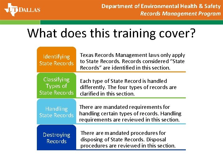 Records Management Compliance Training Developed by The University